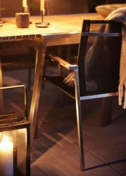 Brafab Naos Esszimmerstuhl, Edelstahl/Dunkelgrau -Gartenmöbel Geschäft brafab naos armchair rf teak 3