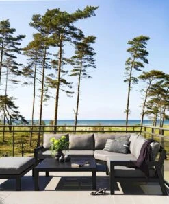 Brafab Stettler Modulsofa Endstück Links, Schwarz/Grau -Gartenmöbel Geschäft brafab stettler 2 s h matt black m d 2