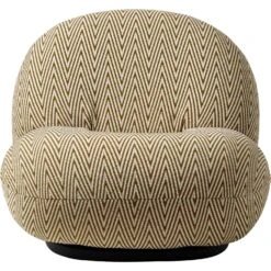 Gubi Pacha Outdoor Loungesessel, Dedar Chevron Outdoor Fr 022, Moosgrüner Fuß