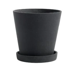 Hay Flowerpot Topf Mit Unterteller Schwarz, Ø14 Cm M
