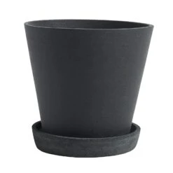Hay Flowerpot Topf Mit Unterteller Schwarz, Ø17.5 Cm L